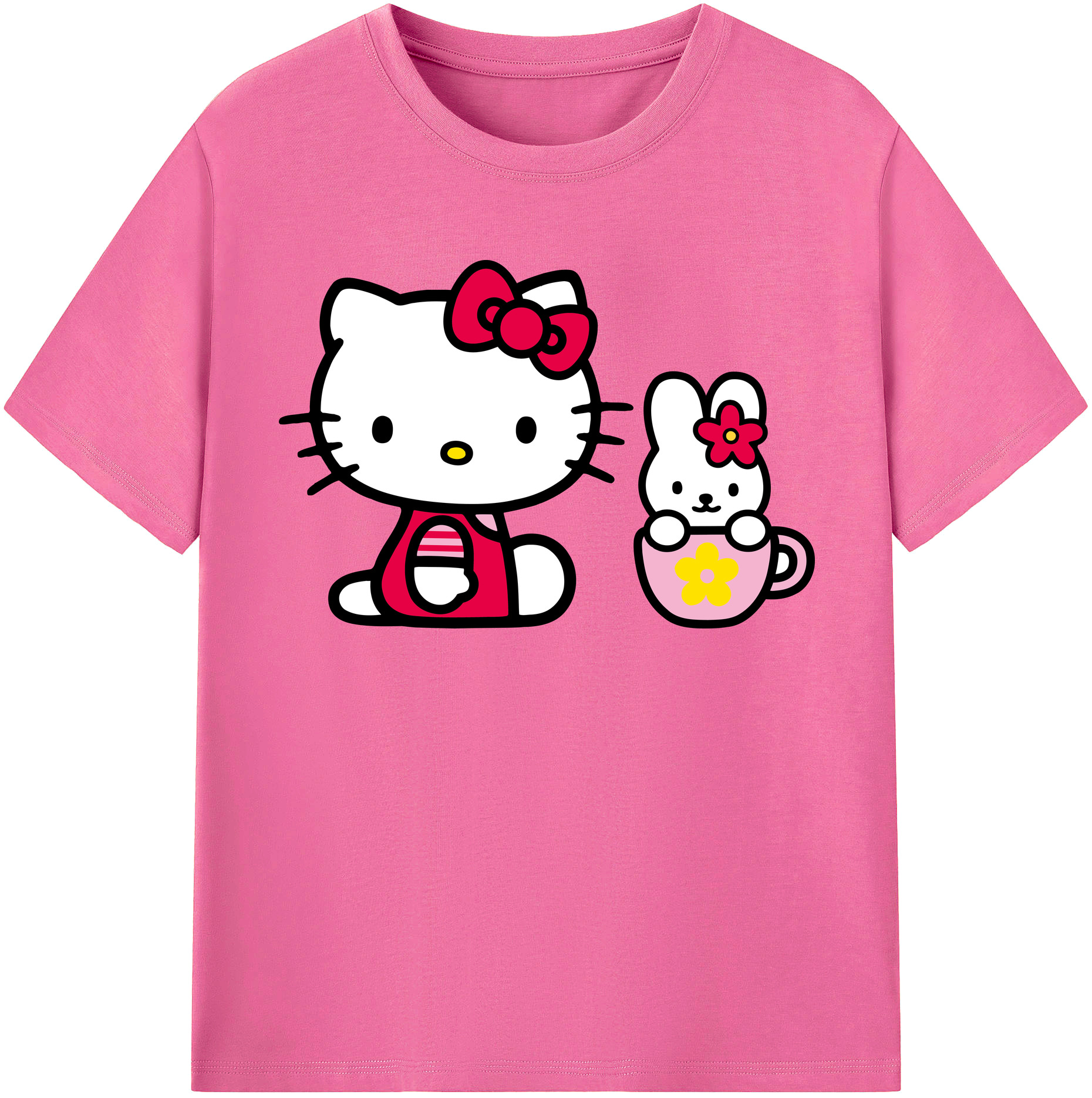 （画像用） Hello Kitty ハローキティ レディースカジュアルプリントTシャツ（綿100％）